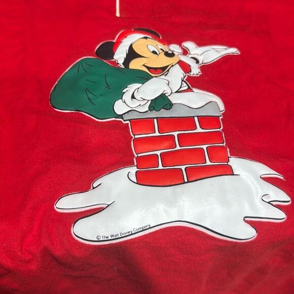 Disney Vintage Red Flannel Mickey Mouse Puff Print PJ Nightgown Size S/M - Picture 6 of 9